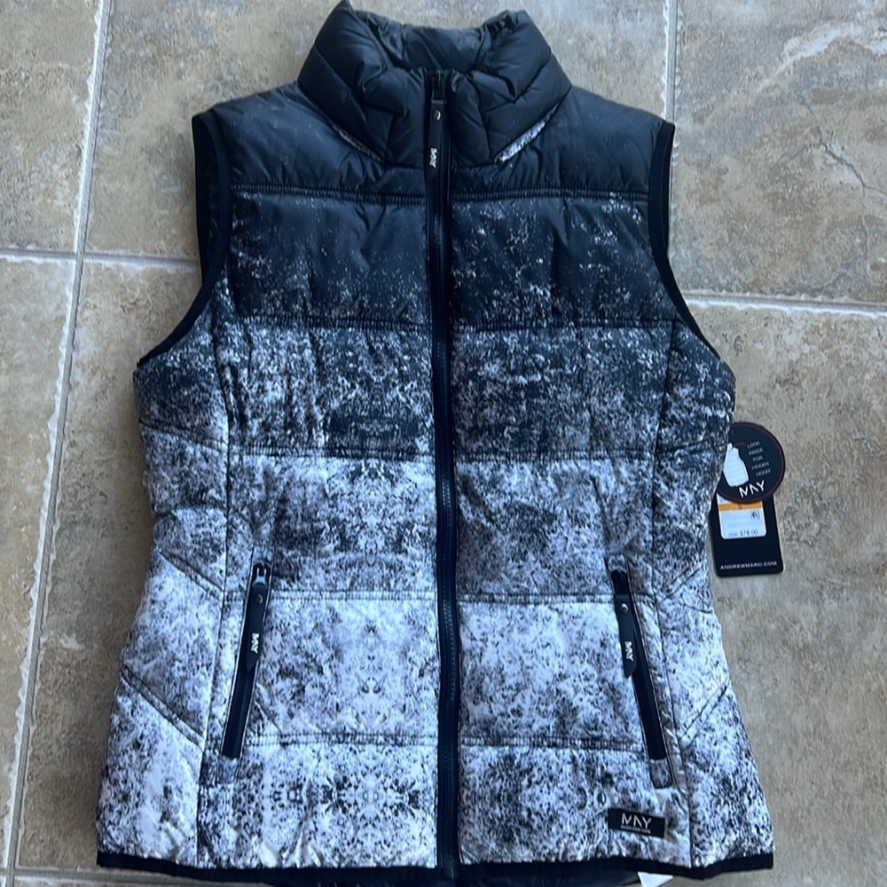NWT Marc New York ombré two tone puffer vest hood small new black - Picture 4 of 14